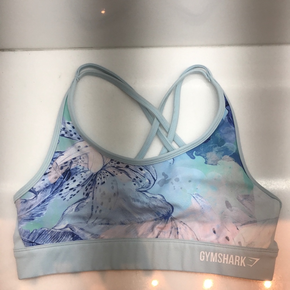 Light blue floral Gymshark sports bra